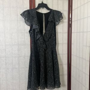FAME AND PARTNERS OPEN BACK‎ DEEP FRONT MINI RUFFLE DRESS SIZE 8